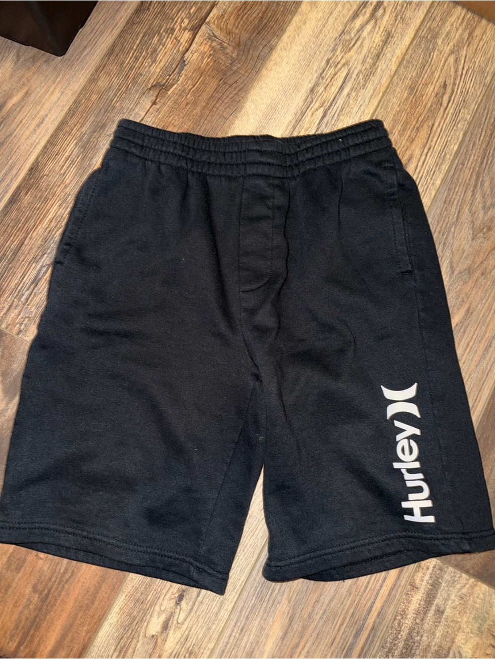 Hurley Youth Black Logo Fleece Shorts Sz Large L